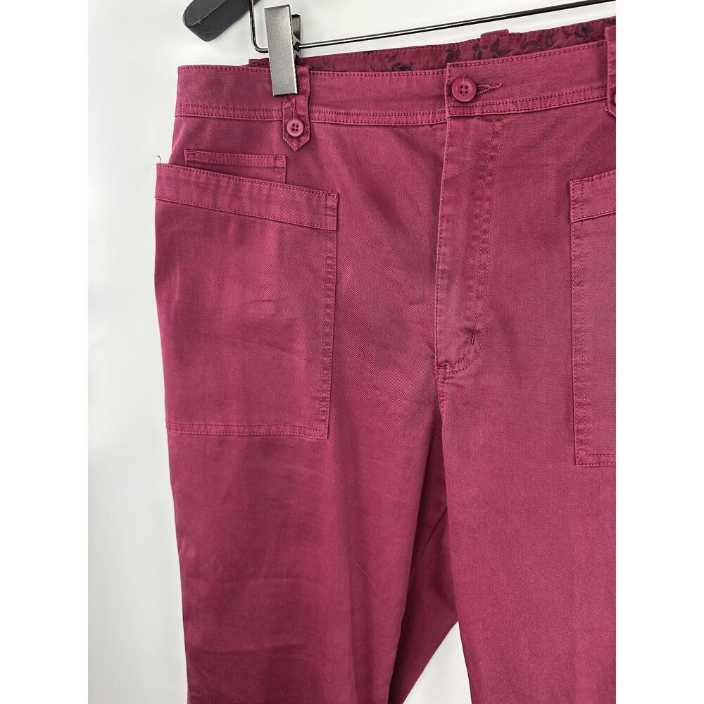 Sundance Decla Pants In Raspberry Cotton Spandex Patch Pockets Women's Size 14 - Picture 5 of 13